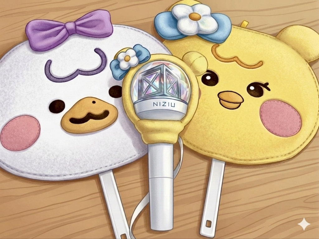 NIZIUのキャラクターうちわとペンライト