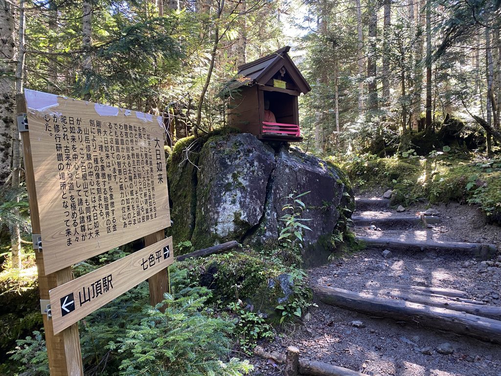 日光白根山山頂への登山ルートにある大日如来様